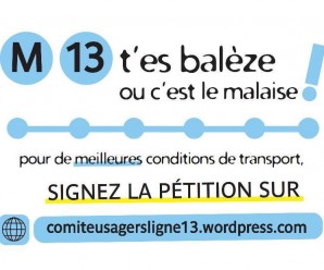 Réunion publique des usagers de la ligne 13 du métro le 11 juin à 11h