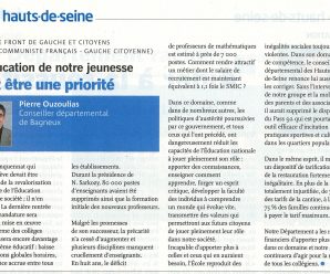 Rentrée scolaire, tribune dans le HDS Mag de septembre 2016